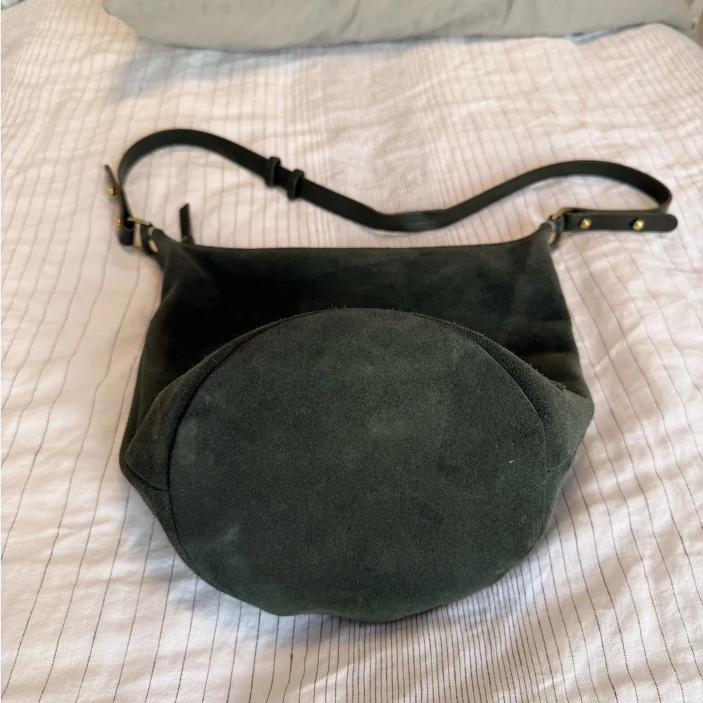 Clare V Suede Petite Jean Bucket Bag in Loden Green - Picture 10 of 13